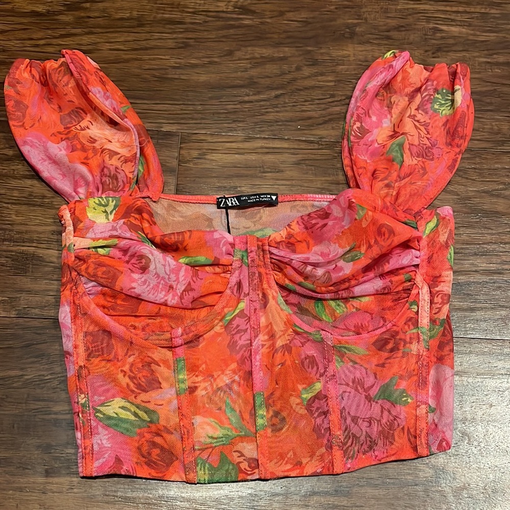 Tulle corset style top bustier Zara size L